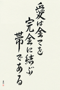 Japanese Calligraphy Art - Love Binds Them All Together (ai wa subete wo kanzen ni musubu obi de aru)  (VS5A)